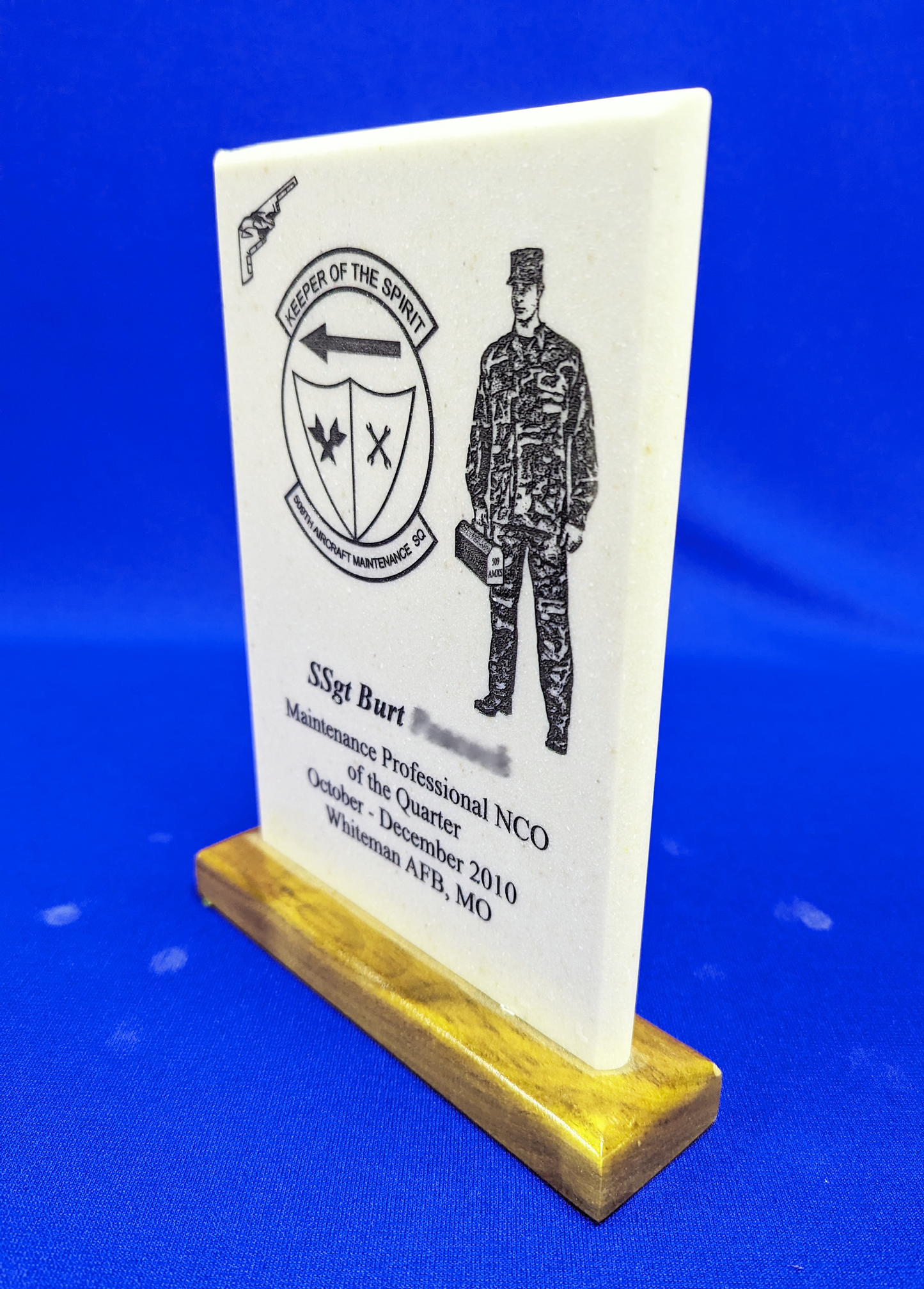 5 x 8 Corian Plaque on Coin Slot Base