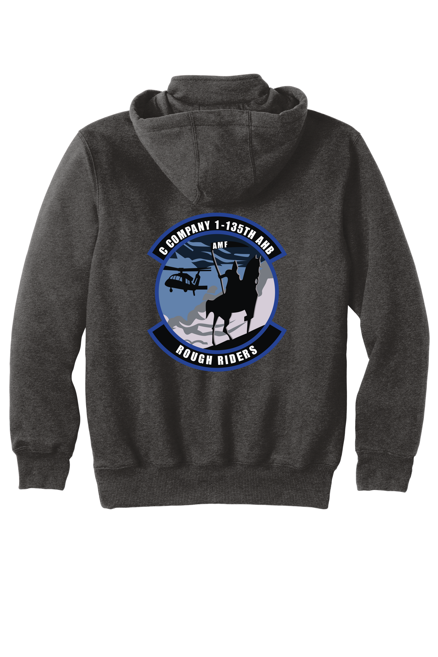 1-135th Rough Riders- Carhartt Rain Defender Paxton Heavyweight Hooded Zip Mock Sweatshirt