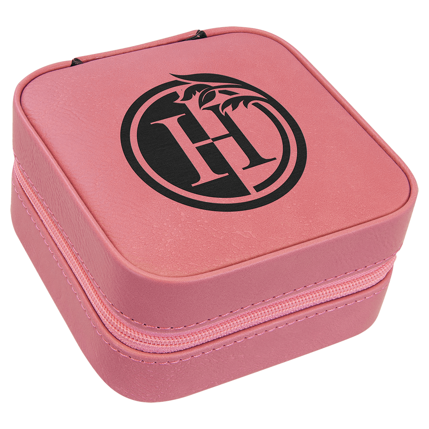 Laserable Leatherette Travel Jewelry Box with Tan Lining