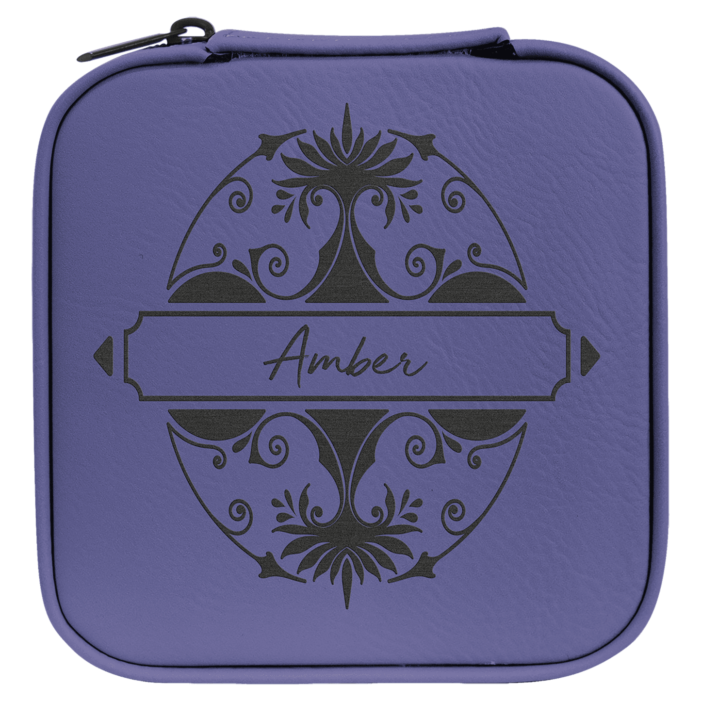 Laserable Leatherette Travel Jewelry Box with Tan Lining
