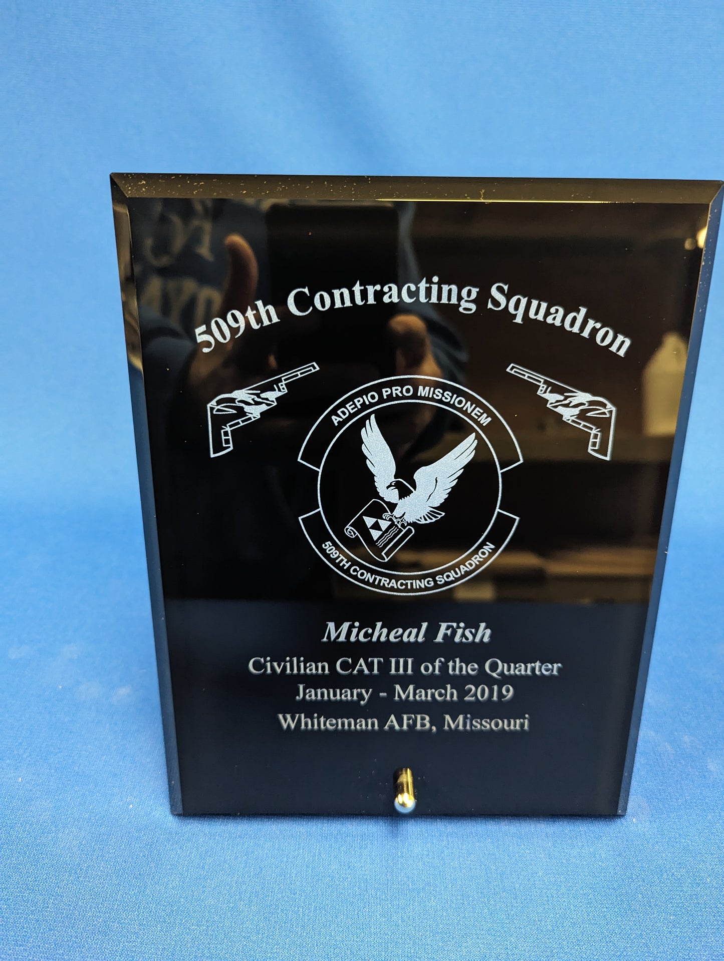 Beveled Black Glass Plaque