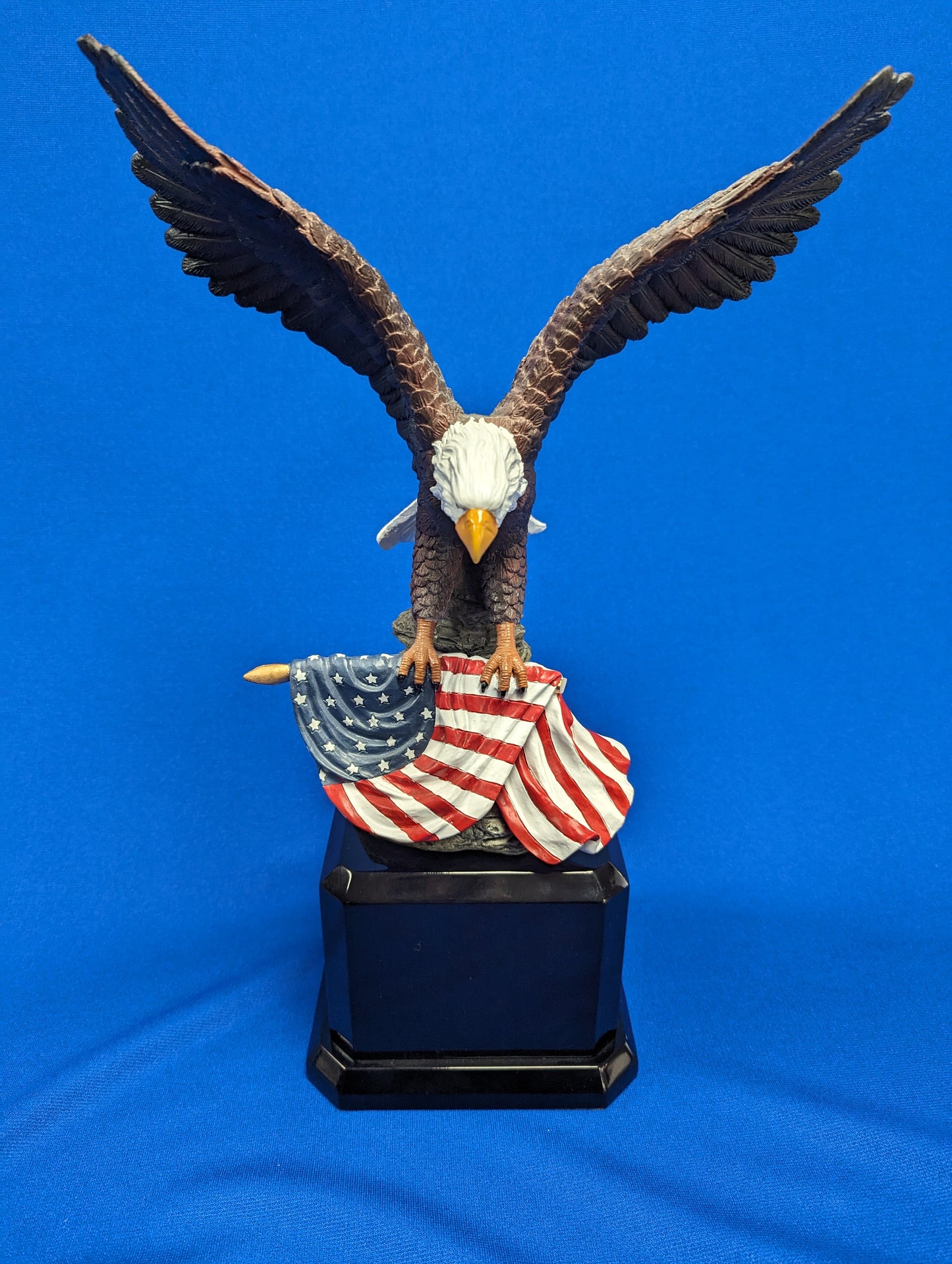 12" Hand Painted Eagle Resin with Flag w/base of choice