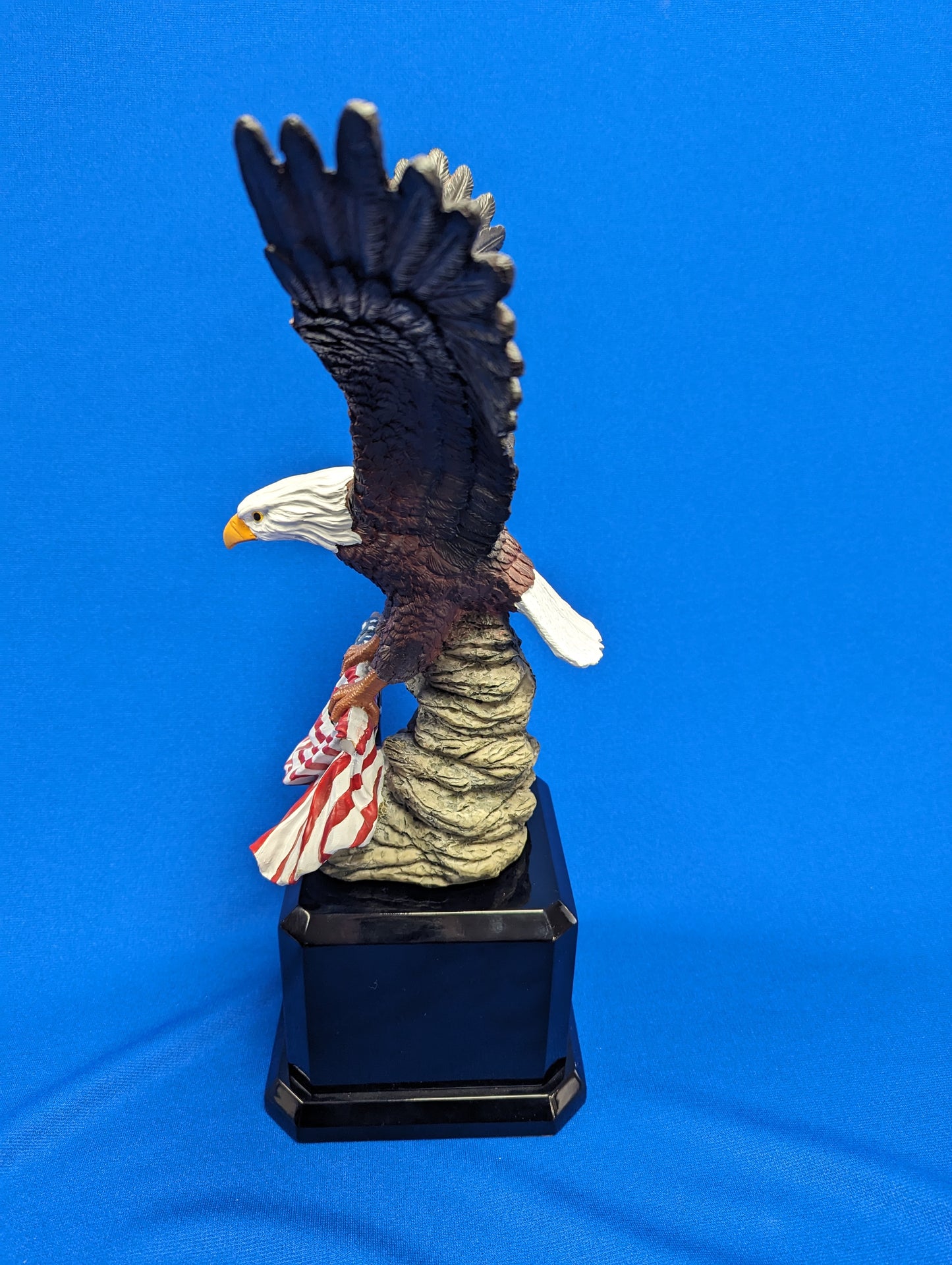 12" Hand Painted Eagle Resin with Flag w/base of choice
