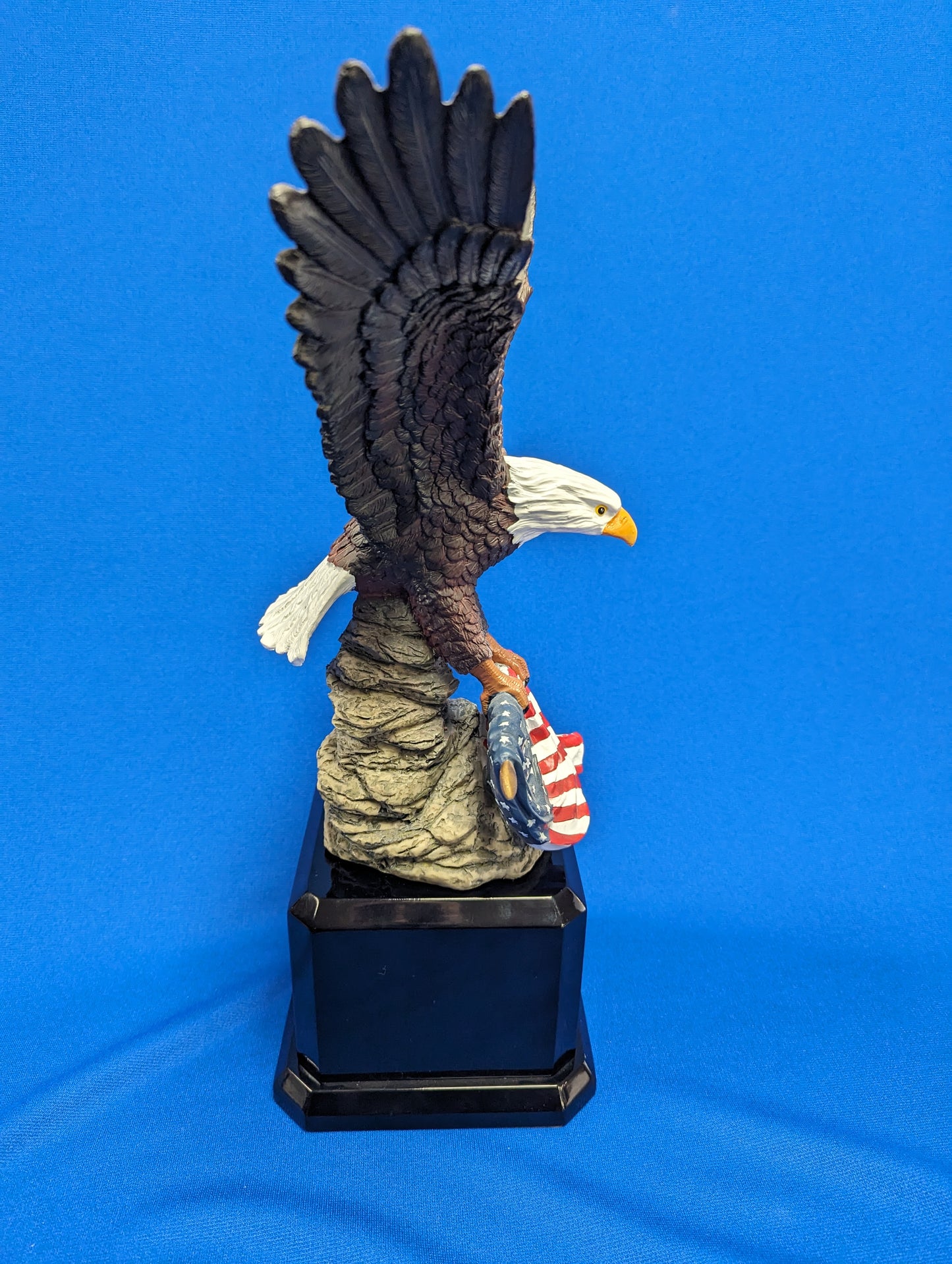 12" Hand Painted Eagle Resin with Flag w/base of choice