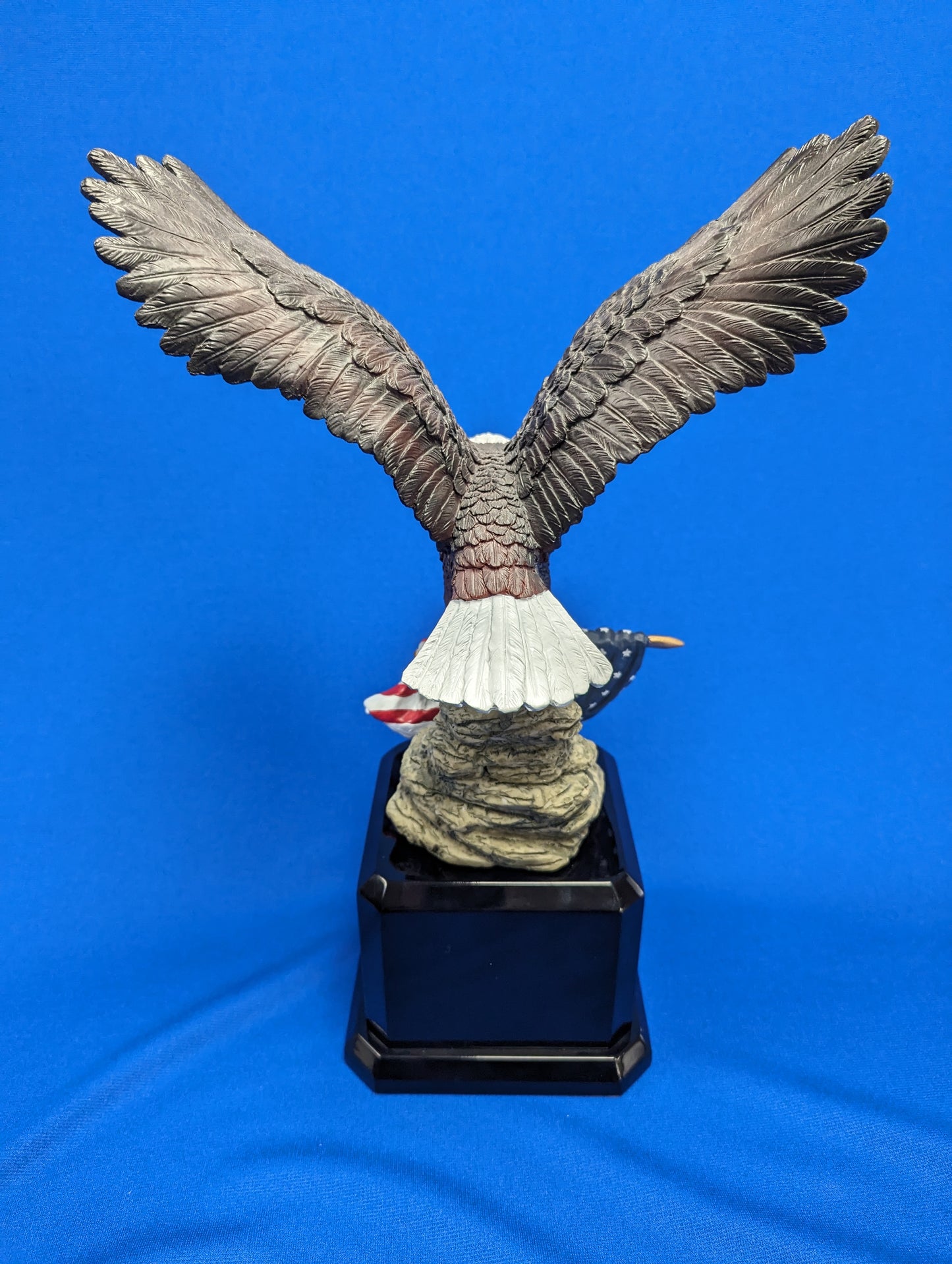12" Hand Painted Eagle Resin with Flag w/base of choice