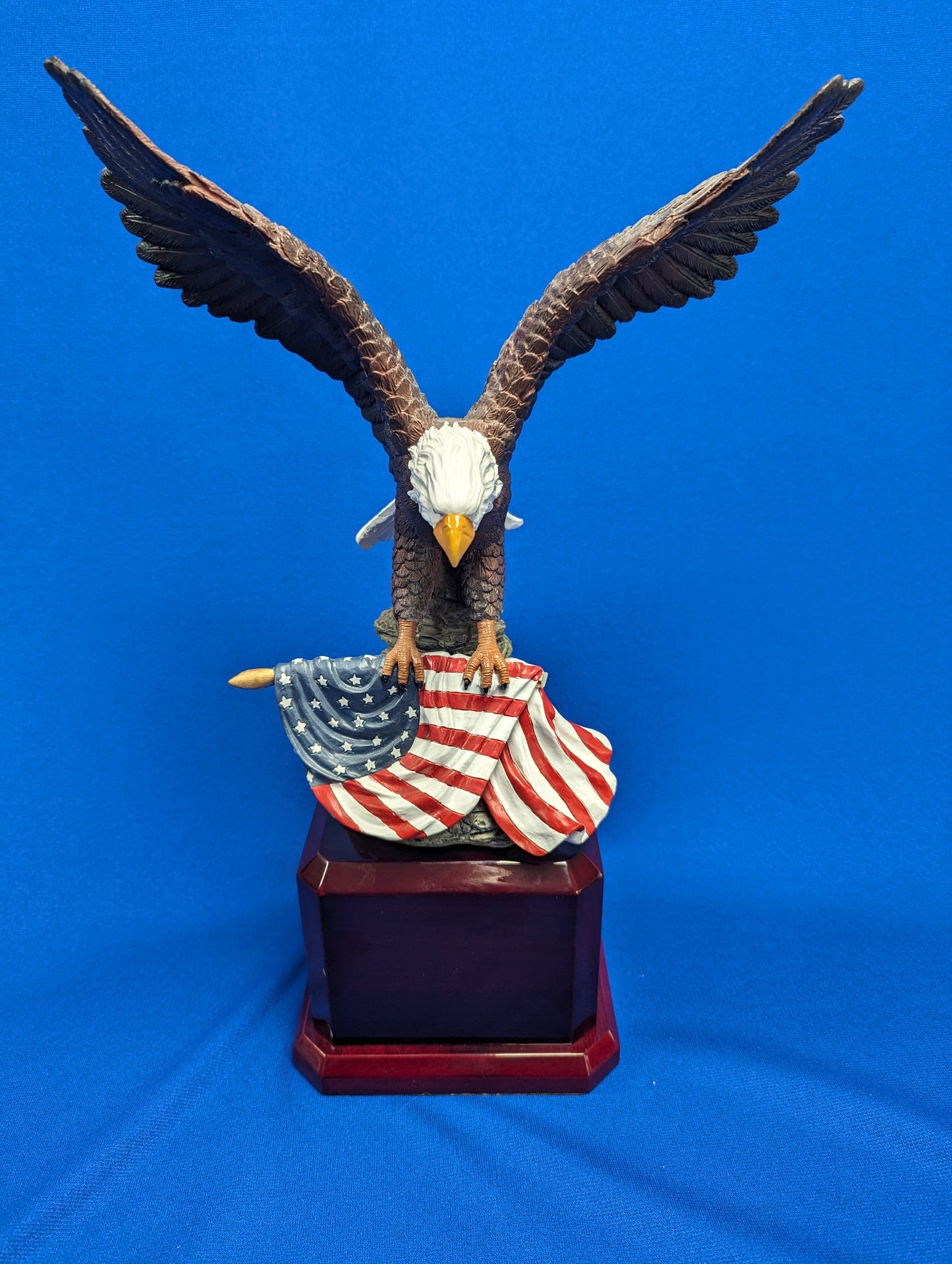 12" Hand Painted Eagle Resin with Flag w/base of choice