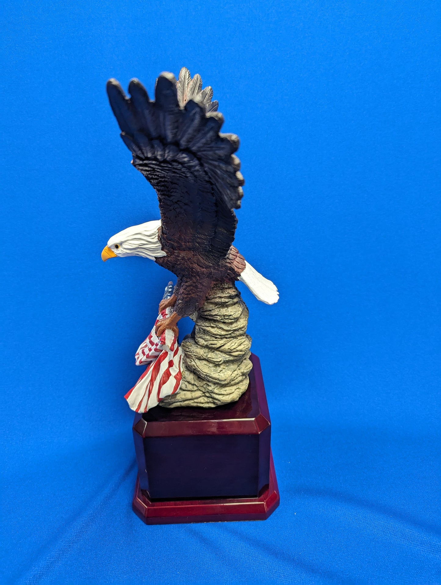 12" Hand Painted Eagle Resin with Flag w/base of choice