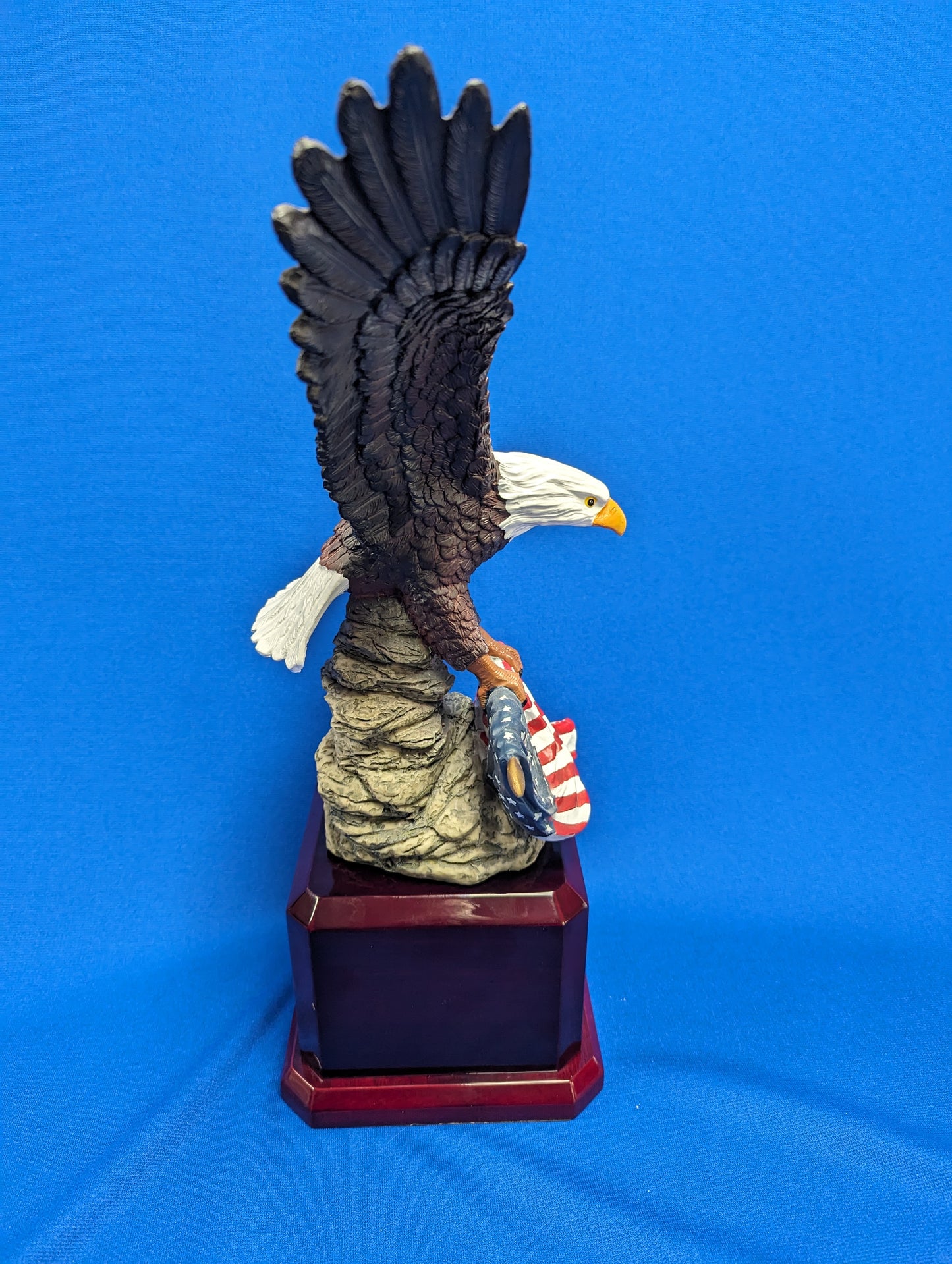 12" Hand Painted Eagle Resin with Flag w/base of choice