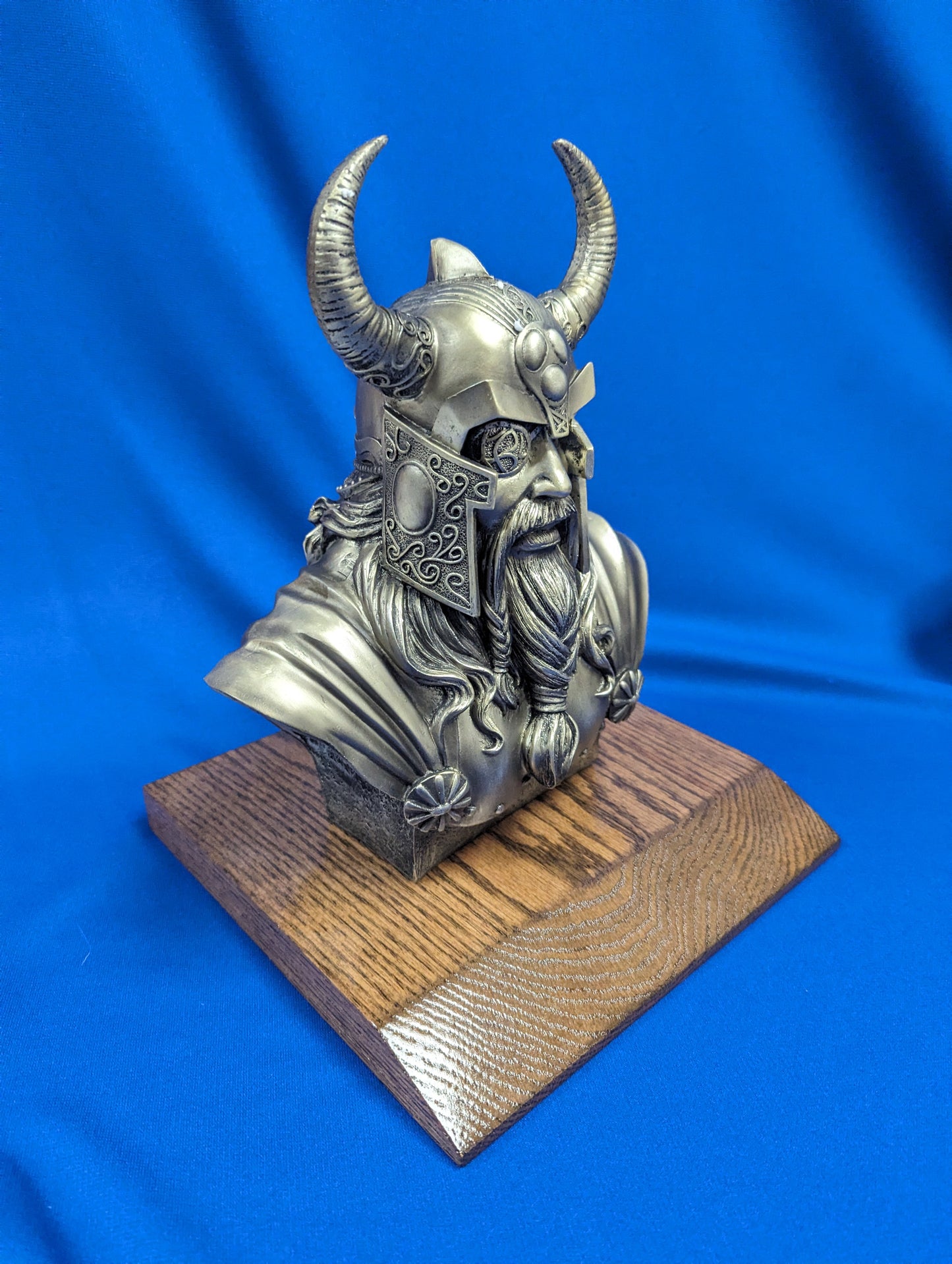 Viking Bust on Walnut Stained Base