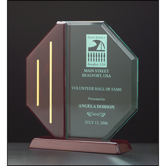 Octagon Acrylic Award on a Piano Finish Base.
