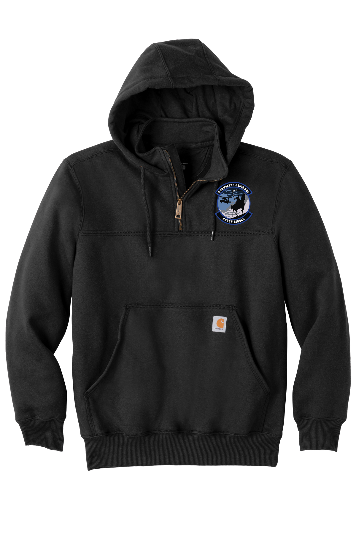1-135th Rough Riders- Carhartt Rain Defender Paxton Heavyweight Hooded Zip Mock Sweatshirt