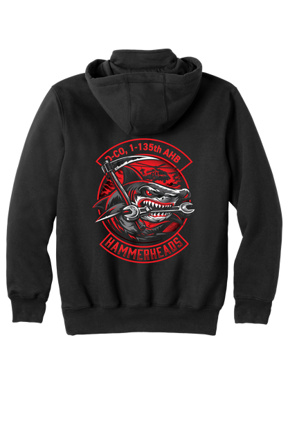 1-135th Hammerheads- Carhartt Rain Defender Paxton Heavyweight Hooded Zip Mock Sweatshirt