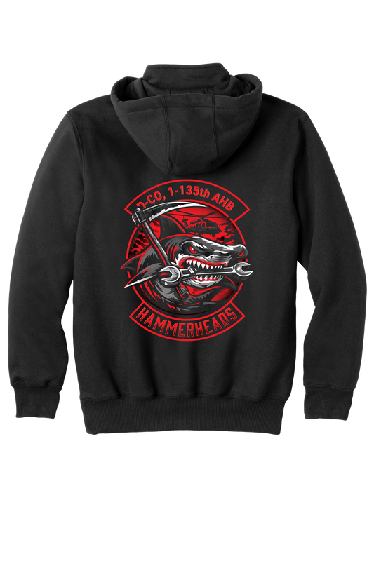 1-135th Hammerheads- Carhartt Rain Defender Paxton Heavyweight Hooded Zip Mock Sweatshirt