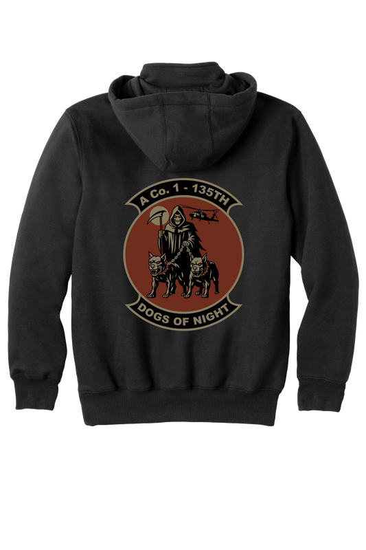 1-135th Dogs of Night - Carhartt Rain Defender Paxton Heavyweight Hooded Zip Mock Sweatshirt (Copy)