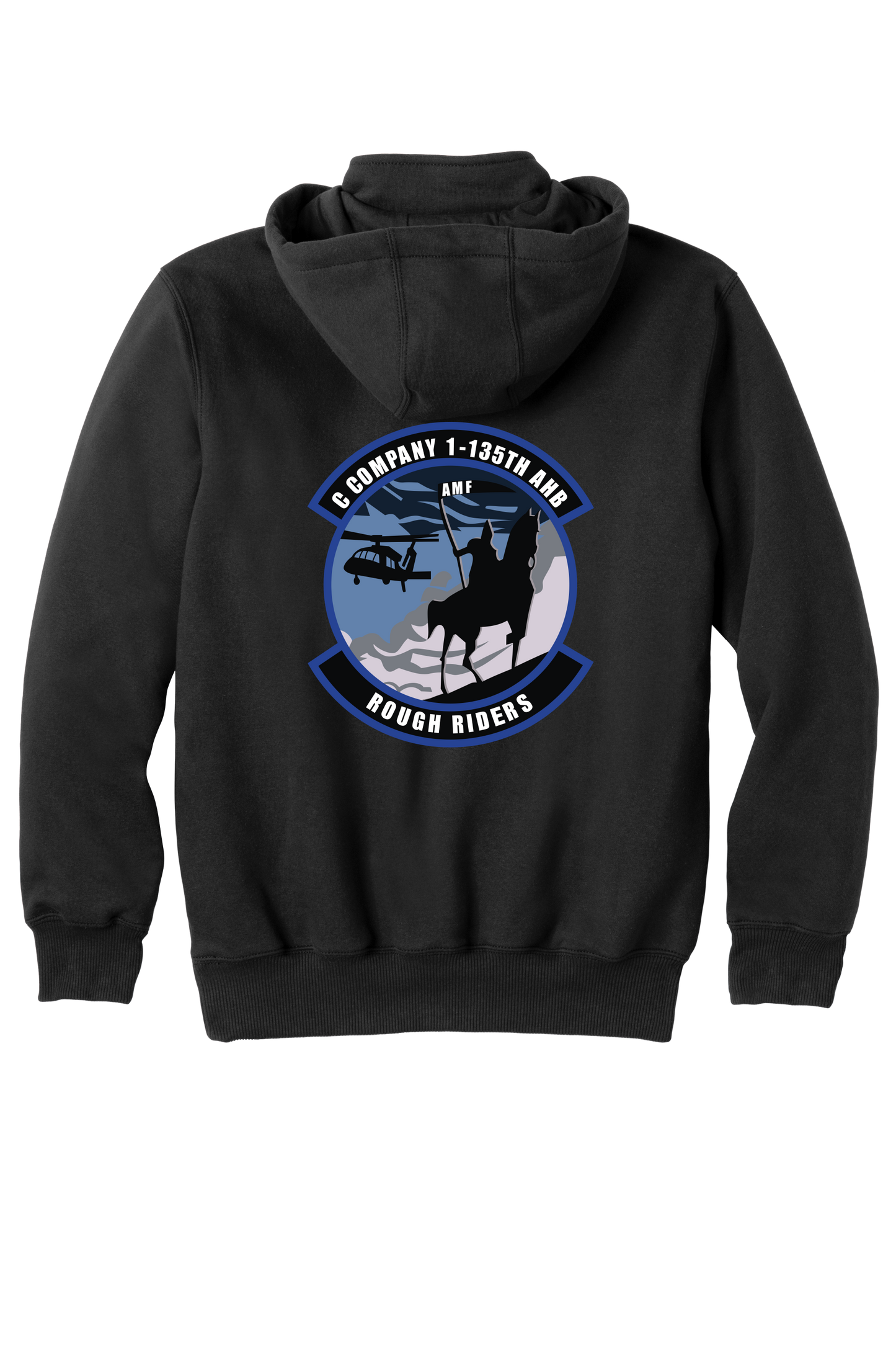 1-135th Rough Riders- Carhartt Rain Defender Paxton Heavyweight Hooded Zip Mock Sweatshirt