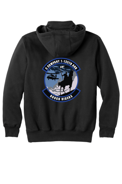 1-135th Rough Riders- Carhartt Rain Defender Paxton Heavyweight Hooded Zip Mock Sweatshirt