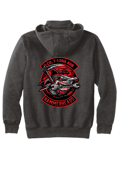 1-135th Hammerheads- Carhartt Rain Defender Paxton Heavyweight Hooded Zip Mock Sweatshirt