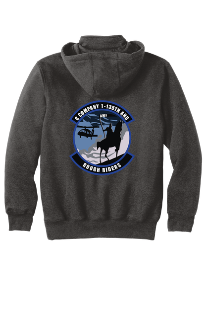 1-135th Rough Riders- Carhartt Rain Defender Paxton Heavyweight Hooded Zip Mock Sweatshirt