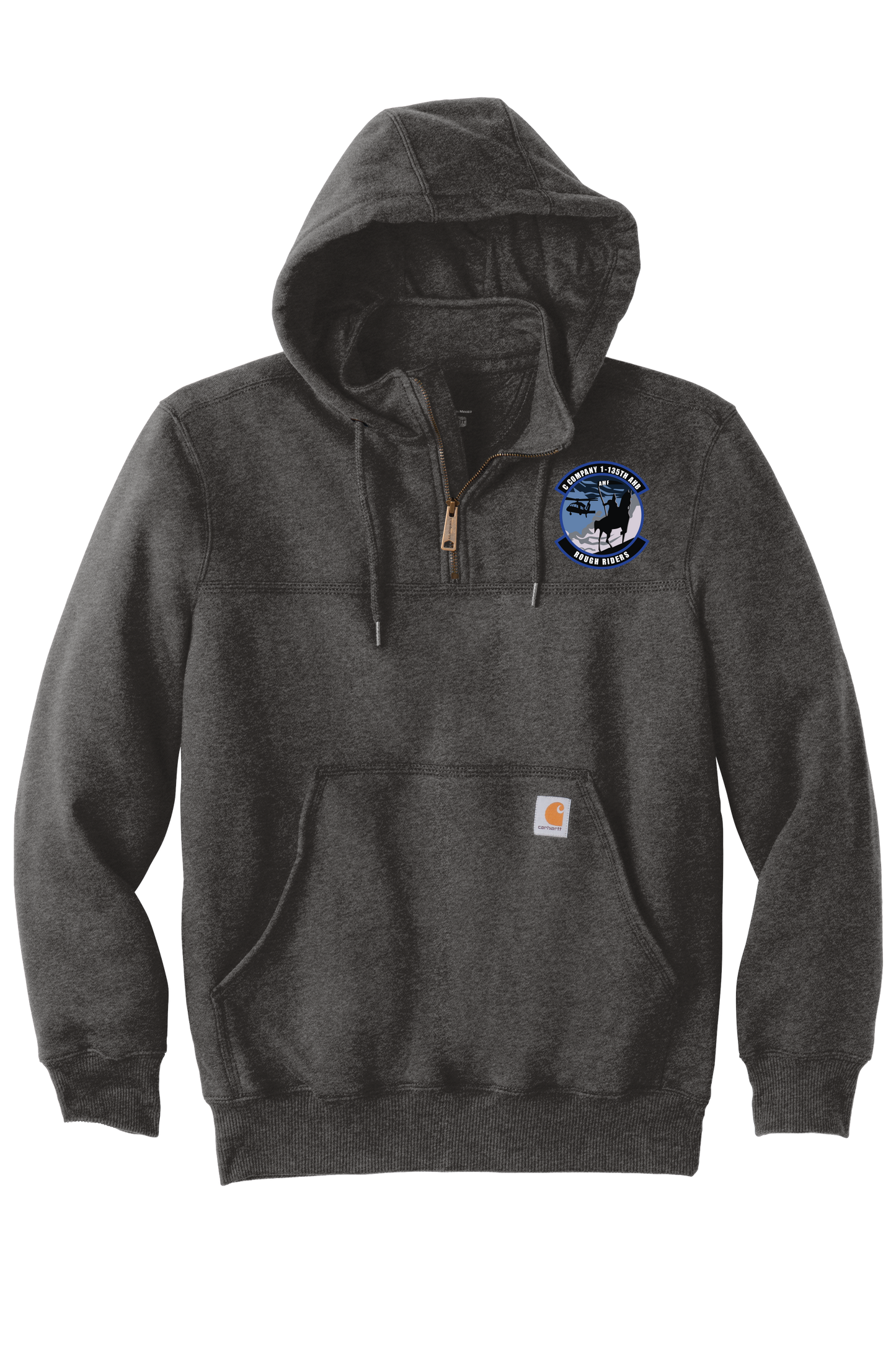 1-135th Rough Riders- Carhartt Rain Defender Paxton Heavyweight Hooded Zip Mock Sweatshirt