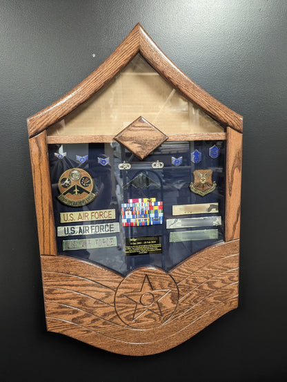 Air Force E-7 MSgt All Stripe Shadow Box (Flag/Attachments Sold Separately)