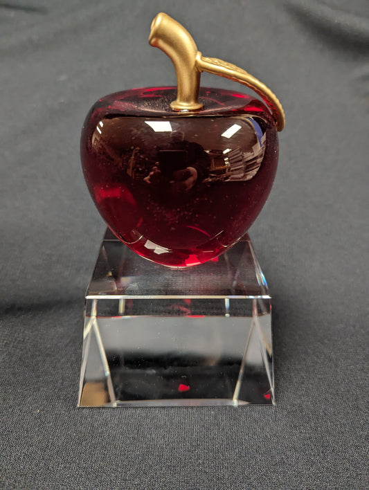 6" Red Crystal Apple with Clear Base