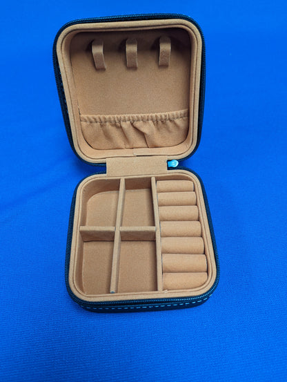 Laserable Leatherette Travel Jewelry Box with Tan Lining