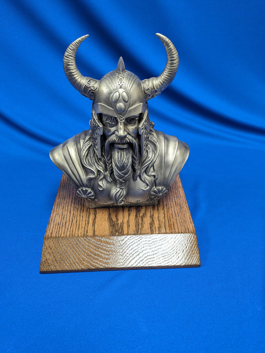 Viking Bust on Walnut Stained Base