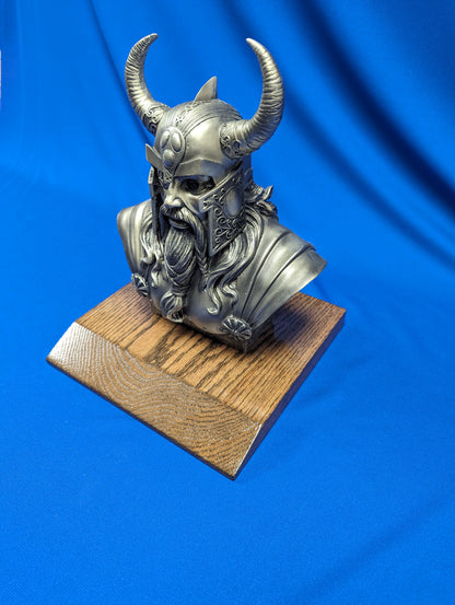 Viking Bust on Walnut Stained Base