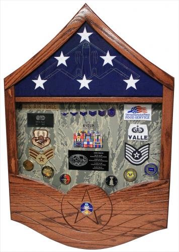 Air Force E-7 MSgt All Stripe Shadow Box (Flag/Attachments Sold Separately)